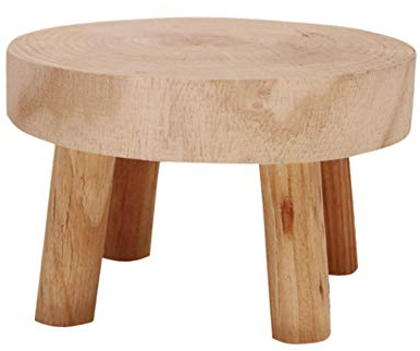 Mini Tabouret en Bois - Support d'Exposition pour Plantes en Pot, Succulentes, Bonsaï - Étagère Naturelle (Taille S)