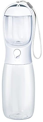Botella de Agua para Perros Portatil 550 ml Dispensador De Agua para Perros con Recipiente De Comida De 100 g para Mascotas Perros Gatos Paseos Al Aire Libre Senderismo Accesorios De Viaje Blanco
