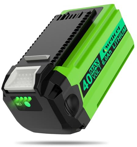 Qwenoer - 40V 6.0Ah Lithium Battery for GreenWorks 40V Battery, Replace for GreenWorks 40V G-MAX 29472 29462 29482 BAF724 BAF725 BAF704 BAF721 BAF722 Batteries