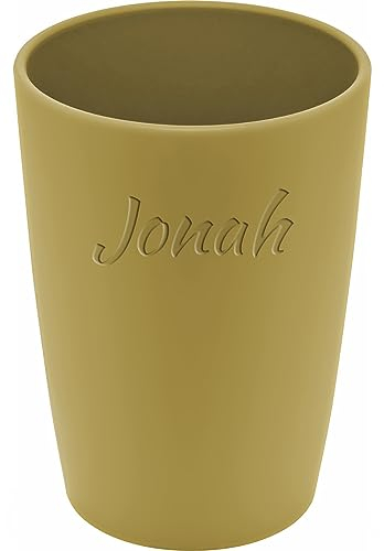 Magu 1 Personalisierter Becher aus Biopolymer (100% Erdölfrei) mit Namen | Trinkbecher + Individuelle Namensgravur Zahnputzbecher Natur Design gold