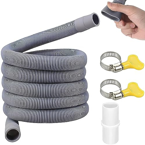 Abwasserschlauch Waschmaschine, Ablaufschlauch Spülmaschine, Geschirrspüler Verlängerung, Waschmaschine Ablaufschlauch Verlängerung, Mit Schlauchschelle, Grau, Für Waschmaschinen (1 Meter)