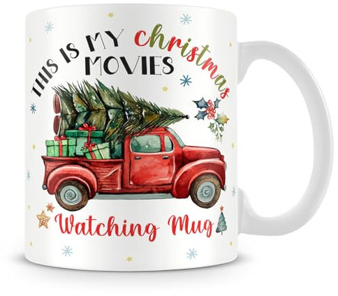 Getagift This is My Christmas Movie Watching Mug, with red Christmas Truck/Christmas Tree, 11oz Coffee, Tea Mug.