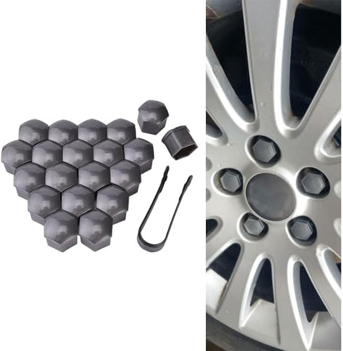 HENAC 20 stück Auto Radschraubenkappen füR Smart forfour Fortwo 451 453, Radmuttern Staubschutz Kappen ZubehöR Radbolzen Schutz Cover Diebstahlschutz,A/Grey-17mm