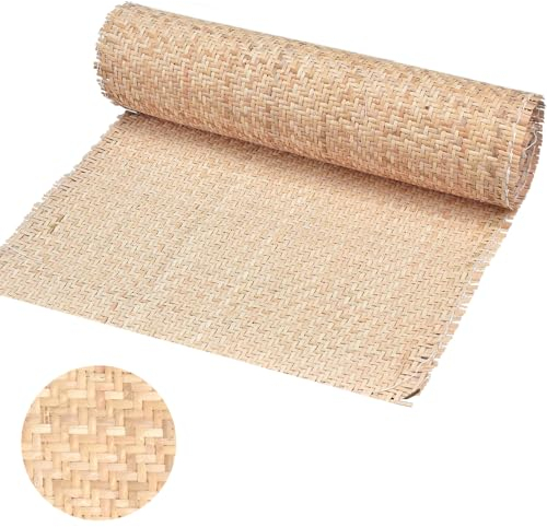 Kleemeiero Rattan Gurtband, 40 x 100cm Rattan Geflecht Natürliches Rattan-Gurt Cane Webbing Rattan Roll Rattan Geweberolle Gewebtes Offenes Rattan Wabengeflecht für DIY-Projekte Möbeldekoration