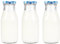 Danmu Art - 250ml Glass Milk Bottles with Lids - Blue Gingham Lids - Juice Milk Jam Storage Dispenser Bottles Set of 6 (Blue Gingham)
