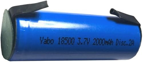 Batteria a Litio 18500 Yabo HQ 3.7V 2Ah 2000mhA con lamelle terminali a saldare - dimensioni:18mmx50mm