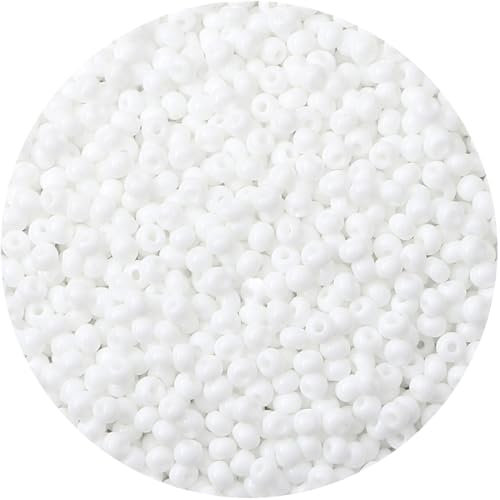 2000 Stück 4mm Weiße Rocailles Perlen für Armbänder, Kleine Armband Glasperlen Bastelperlen für DIY Halskette Ohrring Schmuckherstellung