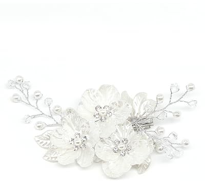 Zeayebsr Braut Haarschmuck,Hochzeit Haarschmuck für die Braut,Eleganter Braut Haarspange/Haarclip/Haarnadeln/Haarkamm/Kopfschmuck mit Perlen Strass Kristall für Damen Mädchen,Blumen Brautschmuck