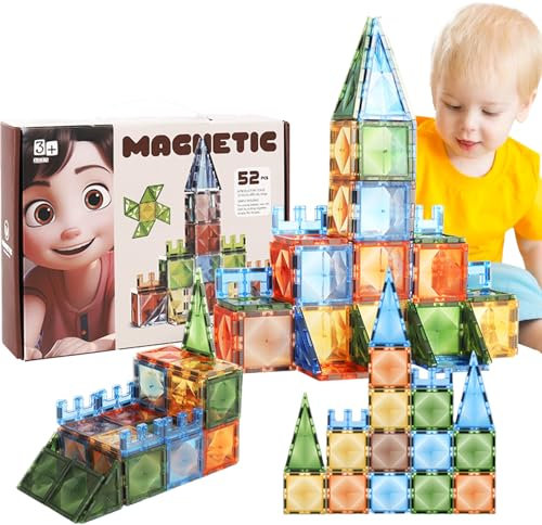 POPOYU 80Pcs Magnetic Tiles for Kids,Magnetic Building Castle Blocks,Magnatiles Blocks 3D Magic Tiles Magnetic Construction Toys,Preschool STEM Educational Toys for Toddlers Girls Boys 3+ Years Old