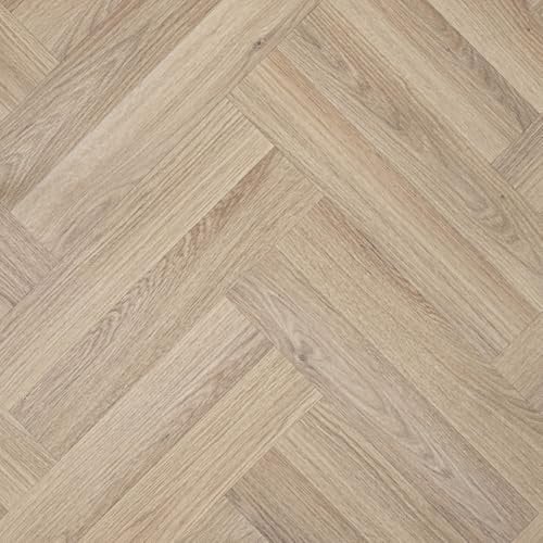 Natural Modern Herringbone Effect Eclipse Vinyl Flooring 2mm Thick Lino Roll Bathroom Kitchen (3m Wide x 3m Long)