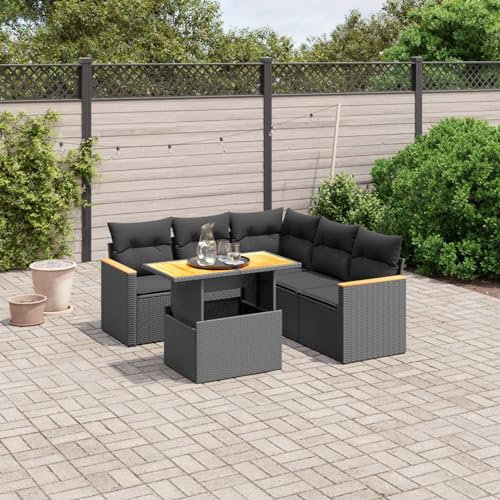Amorsee Balkon Lounge Verstellbare Tischplatte Loungemöbel Balkon Sofa Rattan Gartensofa Gartenlounge Klein Ecklounge Lounge Möbel Outdoor Gartenmöbel Ecksofa Balkonmöbel Balkonsofa