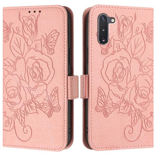 Phone Flip Case Compatible avec Samsung Galaxy Note 10, étui portefeuille fin en cuir PU, étui folio à rabat, étui de protection antichoc avec porte-cartes + dragonne Couverture arrière du smartphone(