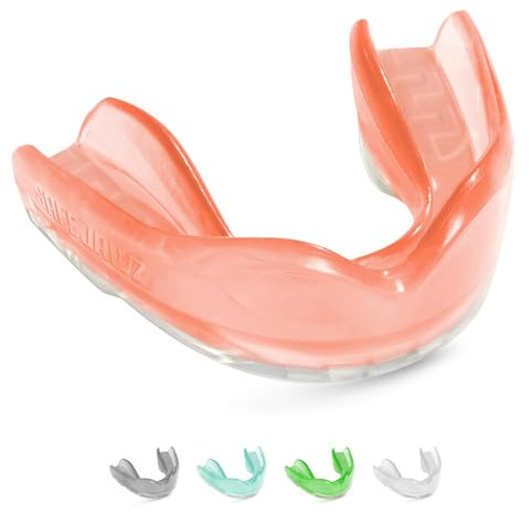 SAFEJAWZ Elements FEUER Sport Zahnschutz Doppelschicht Erwachsene und Kinder Sport Mundschutz Für alle Vollkontakt-Sportarten einschließlich Rugby, MMA, Kampfsport, Judo, Hockey & Boxe (Rot)