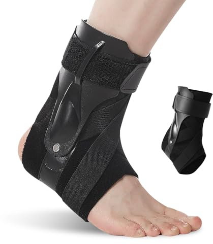 PTUI Sprunggelenkbandage für Links oder Rechts,fußgelenkbandage mit Klettverschluss Einstellbares,Knöchelbandage mit PE Board Stark Stabilität,Fußbandage Sprunggelenk für Damen & Herren (XL) (M)