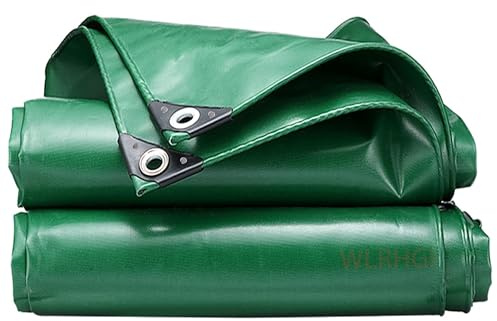 WLRHGl Wasserdicht Bauplane, 2 x 8 m Gewebeplane Abdeckplane Schutzplane Bootsplane Schutzplane reißfest UV-beständig für Gartenbereich Brennholz Boot LKW WLR010, Grün