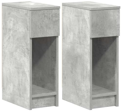 vidaXL Nachttische mit Schublade 2 STK. Betongrau 20x36x60 cm, Nachtschrank, Nachtkommode, Betttisch, Nachtkonsole, Bettschrank