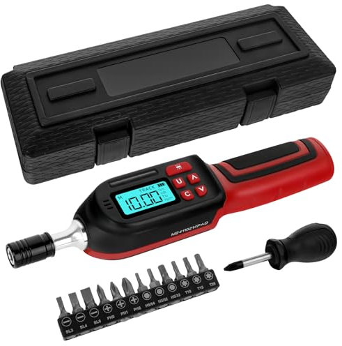 Xeoca Digital Torque Screwdriver 1/4 Drive Torque Screwdriver Electrician Torque Screwdriver with Buzzer/LED Indicator 2.65-70.67 in-lbs 0.01 N.m Increment Torque Screwdriver with Bits & Case