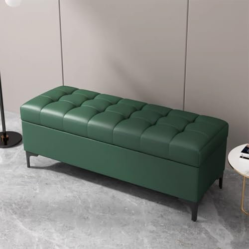 SARKEY Ottoman With Storage, End Of Bed Storage Bench, Rectangle Upholstered Storage Benches With Seating, Bedroom Ottoman, Storage Bench For Living Room, Bedroom, Entryway(Green,120x40x43cm)
