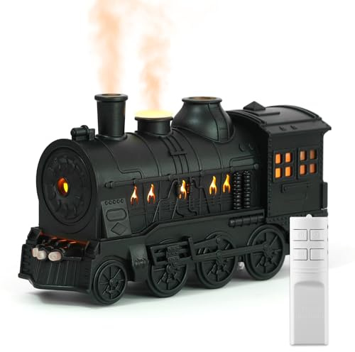 Aroma Diffuser für Duftöle,Perfume Diffuser,Luftbefeuchter, Zugdiffusoren für ätherische Ö-le(Nicht enthalten),Lokomotiven Luftbefeuchter mit Fernbedienung,für Schlafzimmer,Wohnzimmer (Schwarz)