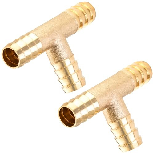 Poppstar 2x Raccord de Tuyau d'Air Comprimé en T pièces avec Embout d'Air Comprimé (DE 10,3mm / DI 8,5), Laiton