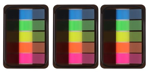 3-Pakete fluoreszierende Index-Klebeetiketten, PET-Material wasserfest, keine Klebeverbleib, Erstauswahl für Schüler und Büros