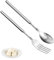 TOZBLEU 2pcs Fourchette télescopique,coupeur télescopique,manche long, extensible, en acier inoxydable, 23 à 64 cm, pour barbecue, griller, dîner, fruits, dessert