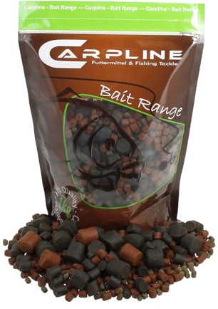 Carpline24 Halibut Pellet Mix - 1 kg - 2-20 mm - Karpfenfutter zum Anfüttern & Angeln von Karpfen, Carp Baits, Futterpellets als Angelköder, Verschiedene Partikelgrößen