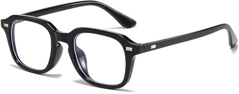 YAMEIZE Vintage Quadrato Occhiali Luce Blu Uomo Donna Retrò Occhiali Anti Luce Blu Occhiali Filtro Luce Blu Occhiali (Nero Chiaro)