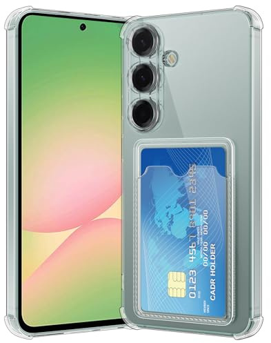 Hülle für Samsung Galaxy A56 mit Kartenfäch Transparent Silikon TPU Handyhülle Ultra Dünn Weiche Stoßfest Flexibel Handy Tasche Bumper Case für Samsung Galaxy A56