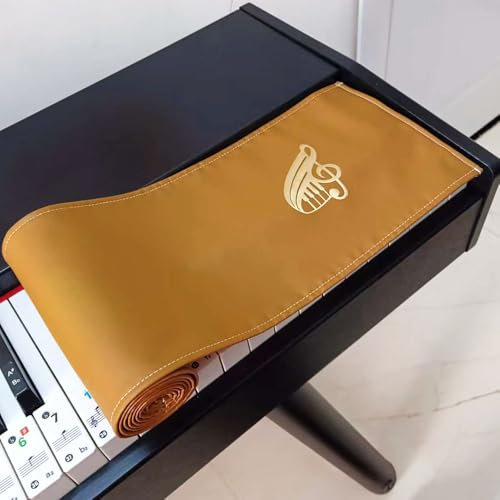 Staubschutz für Klaviertastatur mit 88 Tasten, Klavierzubehör, staubdichtes High-Tech-Stofftuch für aufrechtes Klavier, E-Piano, Flügel – Länge 128 cm, Breite 16 cm, Dunkelgelb