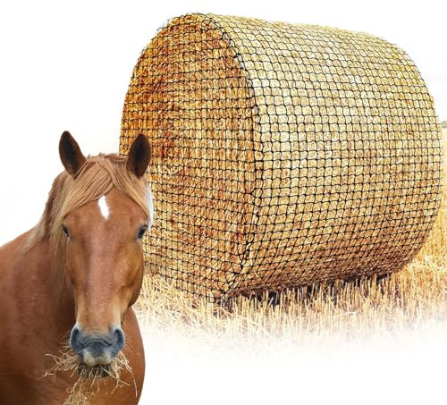 Ysislybin Heunetz für Pferde, Heunetz Rundballen Verschleißfestes Heunetz für Pferde Rundballen Durchmesser 150 cm, Maschenweite 4,5 x 4,5 cm für Pferde, Verlängerung der Fresszeiten (180x180cm)