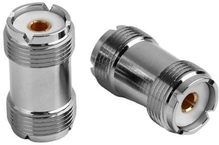 UHF PL-259 Female to UHF PL-259 Female Coaxial Adaptor Connector Premium Nickel-Plated Coupler Joiners for Extending CB and HAM Radio Antenna Cables, Durable Brass Construction