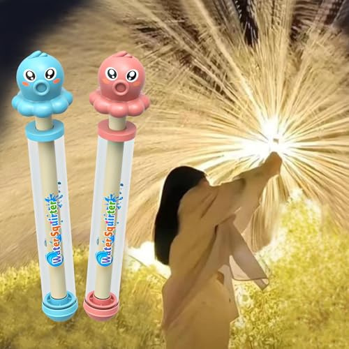 Randomgo 2 Stück Feuerwerks Wasserpistole Spielzeug, Wasserpistole Kinder, Kreative Auszieh Wasserspritzpistole, Sommer Schwimmbad Strandparty Geschenke Für Kinder Erwachsene (Rosa+Blau)