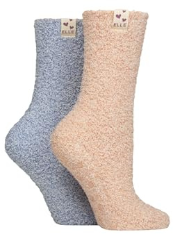 Elle Ladies Bed & Slipper Socks - Soft, Cosy & Warm in Many Colours for Home and Lounging, a Gift Idea for Christmas Pack of 2 Size 4-8