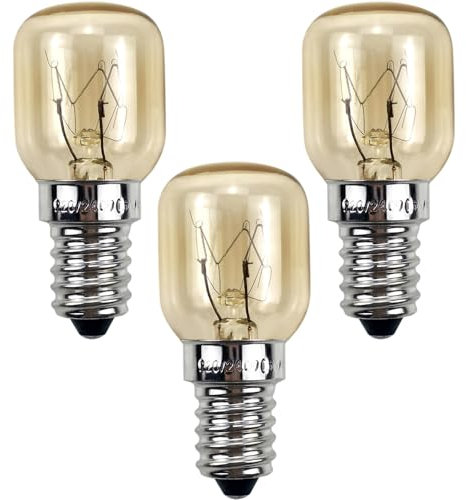 Toyhood 3 Pcs Oven Bulb, E14 25W Salt Lamp Light Bulb Incandescent Bulbs Warm White 2700K Fridge Bulbs300°C Small Edison Screw for Oven, Microwave, Fridge, Salt Lamp, Freezers (Style-A)