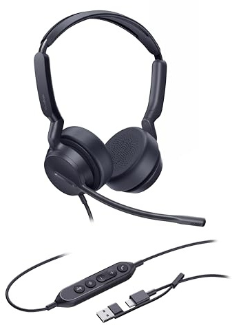 Yealink UH42 Dual USB Wired Headset with USB-C/A Adapter, UC variant