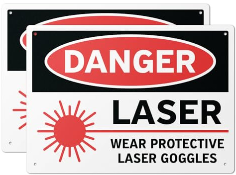 101SIGNCITY (2 Pack) 14 x 10 Danger – Laser Sign | 40 Mil Laminated Aluminum | UV Protected, Water & Dust Resistant | Laser Safety Warning Sign with Rounded Corners