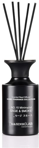 M&SENSE 300ml Raumduft Salbei-Rauch Duft|Raumerfrischer mit 8 Duftstäbchen|Langanhaltend Lufterfrischer für Badezimmer,Wohnung,Heimdekoration|Diffuser mit Stäbchen