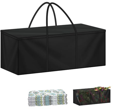 LAMUNI Borsa per Cuscini da Giardino, Borse di Stoccaggio per Esterni | Tessuto Oxford 420D Borsa Portaoggetti con Maniglie, Impermeabile Borsa Porta per Albero di Natale, 140x40x60cm