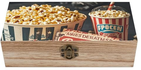 Kino-Film-Aufbewahrungsbox aus Holz mit Scharnierdeckel, handgefertigte Erinnerungsbox für Hochzeit, Andenken, Basteln, Schmuck, Fotos, elegante dekorative Aufbewahrungsboxen, ideales