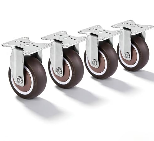 Telituny 4 stück Lenkrollen für Möbel 50 mm, Leise Mini Möbelrollen, 360 Grad Drehung Feststellbare Rollen für Möbel, Gummi Mini Rollen Schwerlast Transportrollen, für Tisch, Schrank, Möbel, Werkbank