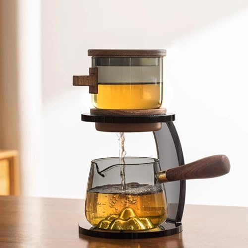 LEEDJUINE Lot de 2 théières semi-automatiques avec infuseur à thé, 300 ml, style chinois