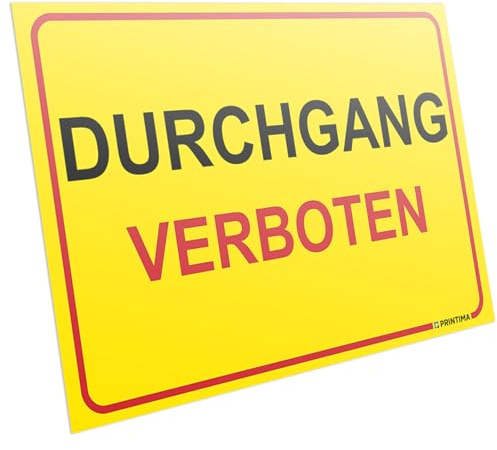 PRINTIMA PVC Schild „DURCHGANG VERBOTEN“ 32x21cm – Verbotsschild mit Montagedübeln – Witterungsbeständige Sicherheitskennzeichnung für Innen- & Außenbereiche