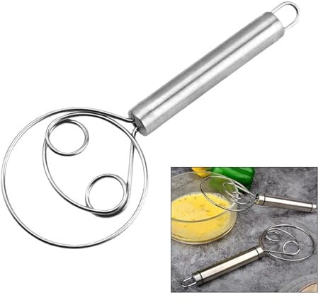 Stainless Steel Danish Dough Whisk,Bread Mixer for Baking | Durable stainless steel dough whisk for mixing bread, batter, pastries and pizza dough, with ergonomic handle and easy cleani