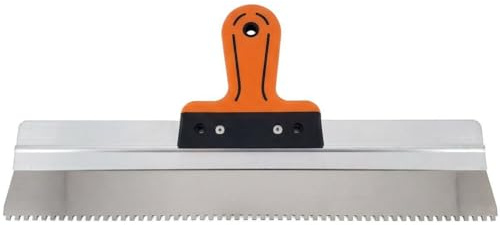 Notched Drywall Taping Filling Knife, 450mm, 4mm Notch, Stainless Steel Blade, Soft Grip Handle, Plastering Rendering Tool