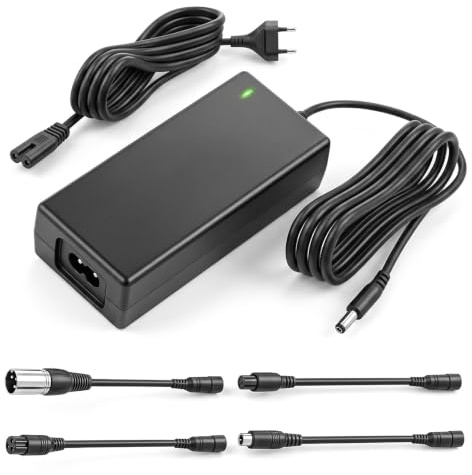 42V 2A Ladegerät für E-Scooter und Hoverboard Ladekabel, Elektroroller Ladegerät für 36V Lithium Batterie mit 4 Steckern, Kompatibel mit Ninebot, Segway, Gotrax, Jetson, LED-Anzeige