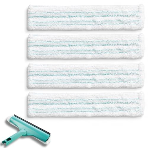 4 Stück Fensterwischer Ersatzbezüge kompatibel mit Leifheit Window und Frame Cleaner L, 32 cm Mikrofaser-Wischbezüge mit Spezialborsten, Fensterabzieher Ersatzpads zur streifenfreien Fensterreinigung