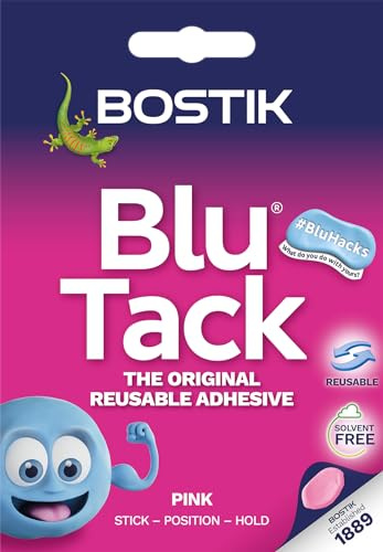 Bostik Blu Tack, Multipurpose Reusable Adhesive, Clean, Safe & Easy to Use, Non-Toxic, Handy Size, Colour: Pink
