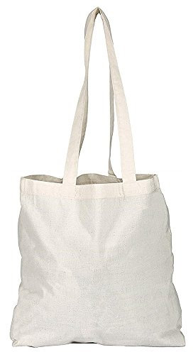 eBuyGB Cotton Shopper Canvas & Beach Tote Bag, 42 cm, Beige