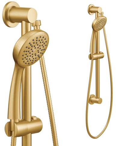 Moen Eco Performance Single Function Handheld Showerhead, 24 Inch Slide Bar, Brushed Gold Finish, 3868EPBG